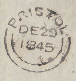 142986 1845 MAIL ABERGAVENNY, MONMOUTH TO BRISTOL 1D (SG8) VERY FINE 'TOO LATE' HANDSTAMP OF ABERGAVENNY (W63).