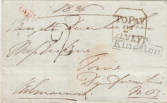 142992 1836 FREE FRANK ABUSE KINGSTON, SURREY TO SCOTLAND WITH 'T.P/Kingfton' HANDSTAMP IN BLACK.