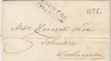 142993 1832 MAIL WILLITON, SOMERSET TO WIVELISCOMBE 'TAUNTON/PennyPost' HANDSTAMP (SO807) AND 'No6' RECEIVERS HANDSTAMP.