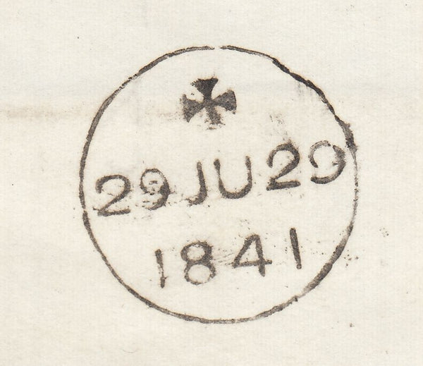 142994 1841 MAIL LONDON TO SHAFTESBURY, DORSET 1D (SG8) and 'R.L' (Ride Letter) HANDSTAMP IN BLACK (L564c).