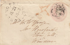 142995 1943 1D PINK ENVELOPE FORDINGBRIDGE, HANTS TO ETON COLLEGE WITH RED INSPECTORS MARK.