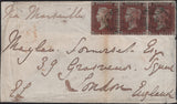142999 1856 MAIL CRIMEAN WAR TO 'RAGLAN SOMERSET' IN LONDON 1D (SG24) X 3 'OXO' CANCELLATIONS.