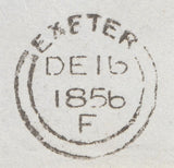 143001 1856 'EXETER AND EXMOUTH RAILWAY' PRINTED LETTER OTTERY ST MARY, DEVON TO EXETER 1D (SG29)(DJ).