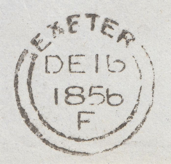 143001 1856 'EXETER AND EXMOUTH RAILWAY' PRINTED LETTER OTTERY ST MARY, DEVON TO EXETER 1D (SG29)(DJ).