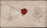 143002 1856 MAIL FALMOUTH, CORNWALL TO ALYESBURY 1D (SG 24), ON REVERSE FAIR STRIKE VERY RARE 'MISSENT-TO/LONDON AND EXETER-R.P.O.' HANDSTAMP.