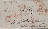 143004 1841 MAIL LIVERPOOL TO SCHAFFHAUSEN, SWITZERLAND WITH FINE RANGE OF HANDSTAMPS.