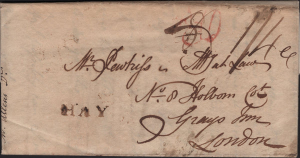 143014 1797 MAIL HAY, BRECONSHIRE TO LONDON WITH 'HAY' HANDSTAMP (W1115).