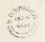 143016 1841 MAIL NORWICH TO WYMONDHAM, NORFOLK WITH 'MAGDALEN.ST./NORWICH' RECEIVER'S HANDSTAMP IN BLACK (NK324b).