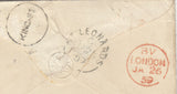 143019 1859 MAIL NORWICH TO ST. LEONARDS ON SEA, SUSSEX 1D (SG40) 'KING.ST' CIRCULAR HANDSTAMP IN BLUE.