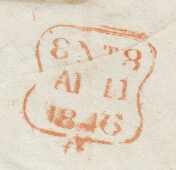 143023 1846 MAIL USED IN LONDON TO 'Painters Hall' 1D (SG8) AND 'Croydon.H.St' RECEIVER'S HANDSTAMP (L514/CROYHS14).