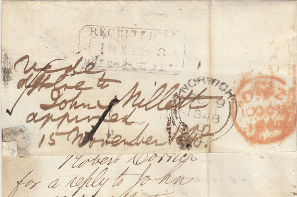 143028 1848 MAIL NORWICH TO LONDON, POSTAGE UNPAID WITH 'KING ST/NORWICH' RECEIVER'S HANDSTAMP (NK324d).