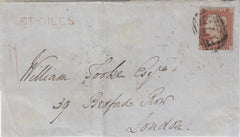 143031 1849 MAIL NORWICH TO LONDON 1D (SG8) 'ST-GILES' RECEIVER'S HANDSTAMP (NK324f).