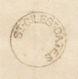 143032 CIRCA 1857 PIECE FROM NORFOLK TO WYMONDHAM 1D (SG40) 'ST. GILES .GATES' CIRCULAR HANDSTAMP.