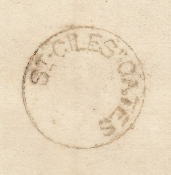 143032 CIRCA 1857 PIECE FROM NORFOLK TO WYMONDHAM 1D (SG40) 'ST. GILES .GATES' CIRCULAR HANDSTAMP.