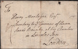 143034 1755 MAIL BOROUGHBRIDGE, NORTH YORKS TO LONDON WITH 'BOROUGH/BRIDGE' TWO LINE HANDSTAMP, UNLISTED COUNTY CATALOGUE.