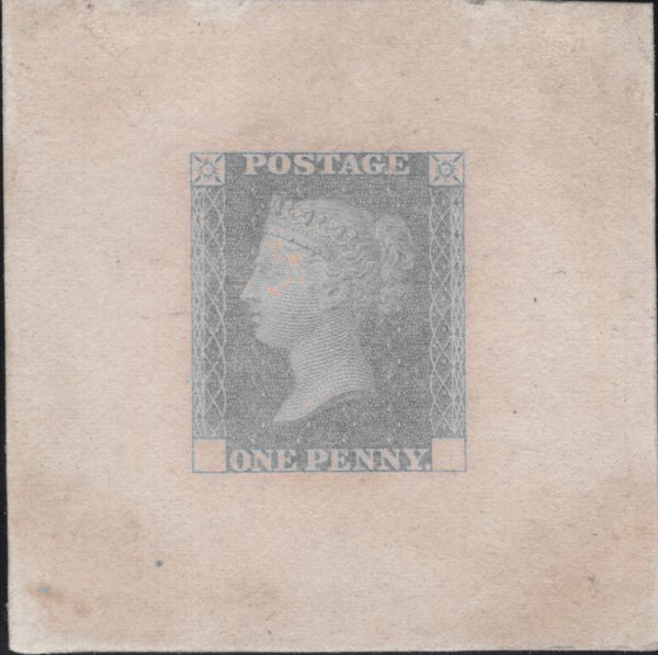143035 CIRCA 1855 1D DIE 2 PROOF IN ROSE ON THICK WHITE CARD (SPEC DP29a).