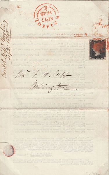 143050 1840 PRINTED MATTER RELIGIOUS SERVICES BRISTOL TO WELLINGTON, SOMERSET 1D BLACK PL.7 (SG2)(AC).