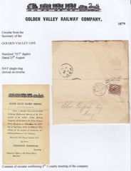 143062 1879 WRAPPER HEREFORD TO HAY ½d (SG48) CONTENTS 'GOLDEN VALLEY RAILWAY COMPANY'.