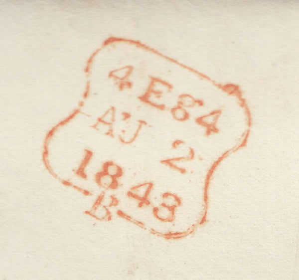 143067 1843 MAIL USED IN LONDON WITH 1d PL.33 (SG8)(SI) WITH 'T.P/Brompn-Row' RECEIVER'S HAND STAMP (L504/BROMRW4a).