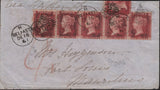 143084 1861 MAIL BELFAST TO PORT LOUIS, MAURITIUS 1d (SG40) X 6.