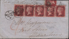143084 1861 MAIL BELFAST TO PORT LOUIS, MAURITIUS 1d (SG40) X 6.