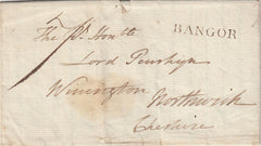143100 1800 MAIL BANGOR, CAERNARVON TO CHESHIRE WITH 'BANGOR' HANDSTAMP (W191).