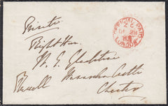 143105 1865 'OFFICIAL PAID' MOURNING ENVELOPE FROM EARL RUSSELL, PRIME MINISTER TO CHESTER