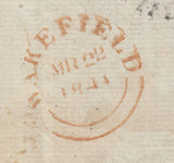 143108 1844 MAIL WAKEFIELD TO ROCHDALE 1d  (SG8) 'KIRKGATE' RECEIVER'S HANDSTAMP IN RED (YK3093).