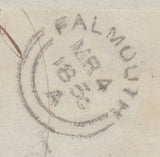 143115 1855  MAIL FALMOUTH, CORNWALL TO BREMEN, 1d (SG22) '3½/GROSCHEN' HANDSTAMP.