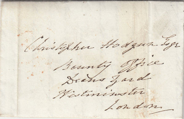 143116 1842 MAIL KIRKBY IRELETH, WESTMORLAND  TO LONDON' ULVERSTONE’ DATE STAMP )(LA1129).