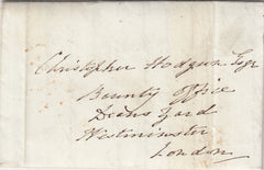 143116 1842 MAIL KIRKBY IRELETH, WESTMORLAND  TO LONDON' ULVERSTONE’ DATE STAMP )(LA1129).