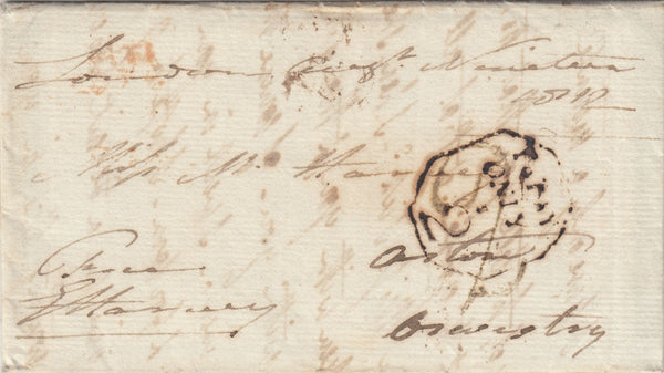 143121 1812 FREE MAIL LONDON TO OSWESTRY WITH CHAMFERED BOXED 'TO PAY/ONLY/D2' HANDSTAMP IN BLACK (L804).