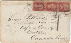 143122 1874 ENVELOPE WAKEFIELD TO ONTARIO, CANADA WEST 1d PL.138 (SG43) X 3.