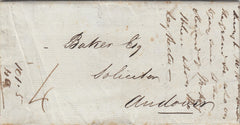 143123 1840 MAIL SALISBURY TO ANDOVER, MANUSCRIPT '4' UNIFORM FOURPENNY POST.