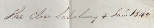 143123 1840 MAIL SALISBURY TO ANDOVER, MANUSCRIPT '4' UNIFORM FOURPENNY POST.