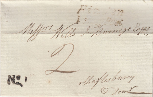 143124 1840 WRAPPER HINDON, WILTSHIRE TO SHAFTESBURY, DORSET 29TH JANUARY, UNIFORM PENNY POST,  POSTED UNPAID.