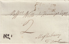 143124 1840 WRAPPER HINDON, WILTSHIRE TO SHAFTESBURY, DORSET 29TH JANUARY, UNIFORM PENNY POST,  POSTED UNPAID.