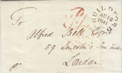 143125 1841 MAIL GUILDFORD TO LONDON WITH GUILDFORD 'P.1' UNIFORM PENNY POST HANDSTAMP TYPE 'K' (SY408).