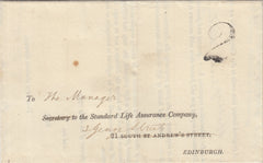 143130 1840 UNPAID MAIL AUCHTERARDER TO EDINBURGH WITH '2' UNIFORM PENNY POST CHARGEMARK IN BLACK.