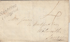 143132 1839 UNIFORM FOURPENNY POST SEMPRINGHAM, LINCS TO WALWORTH 'Spalding Penny/ Post' HANDSTAMP (L1921).