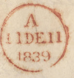 143132 1839 UNIFORM FOURPENNY POST SEMPRINGHAM, LINCS TO WALWORTH 'Spalding Penny/ Post' HANDSTAMP (L1921).