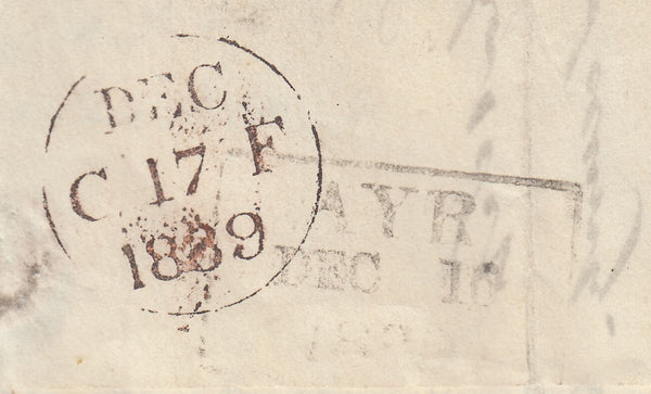 143133 1839 UNIFORM FOURPENNY POST AYR, SCOTLAND TO EDINBURGH WITH MANUSCRIPT '4' CHARGEMARK.