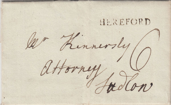 143137 1797 MAIL HEREFORD TO LUDLOW FINE 'HEREFORD' HANDSTAMP (HF125).