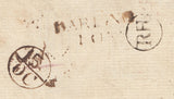 143149 CIRCA 1764 FREE MAIL DARLINGTON TO LONDON, REDIRECTED TO BATTLE, SUSSEX 'DARLING/TON' UNRECORDED TWO-LINE HANDSTAMP.