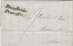 143172 1839 MAIL RUSLAND HALL, WESTMORLAND TO ULVERSTONE WITH 'Penny Bridge/Penny Post' HANDSTAMP (LA784).