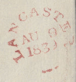 143174 1839 MAIL LANCASTER TO CARLISLE WITH 'Lancaster/Penny Post' HANDSTAMP (LA648) AND BOXED 'No2' RECEIVERS HANDSTAMP OF BENTHAM.