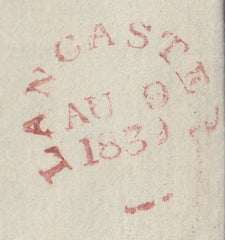 143174 1839 MAIL LANCASTER TO CARLISLE WITH 'Lancaster/Penny Post' HANDSTAMP (LA648) AND BOXED 'No2' RECEIVERS HANDSTAMP OF BENTHAM.