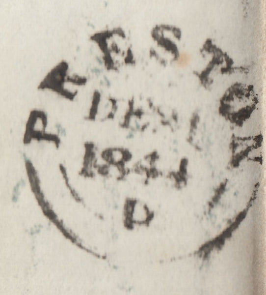 143176 1844 MAIL BLACKBURN, LANCS TO PRESTON WITH BLACKBURN 'PAID/1' UNIFORM PENNY POST HANDSTAMP (LA106).