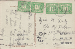 143186 1918 UNPAID MAIL BLACKPOOL, LANCS TO ACCRINGTON WITH '2D' CHARGEMARK AND POSTAGE DUES.