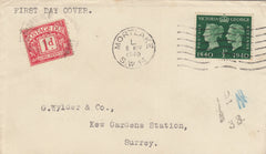 143187 1940 ½d CENTENARY FIRST DAY COVER USED IN SURREY 1d POSTAGE DUE.